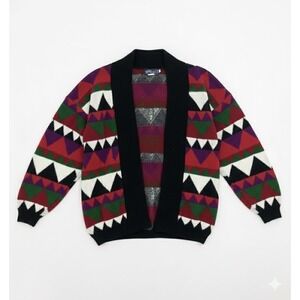 JJ‎ Browne Vtg 80s Womens USA Front Cardigan Sweater Hearts Sz L Retro Preppy